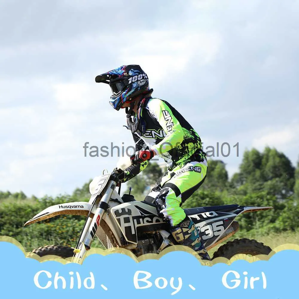 Motocross y pantalones para niños, ropa para niños, niño grande, niña,  niño, estudiante, traje de carreras, conjunto de engranajes, equipo de