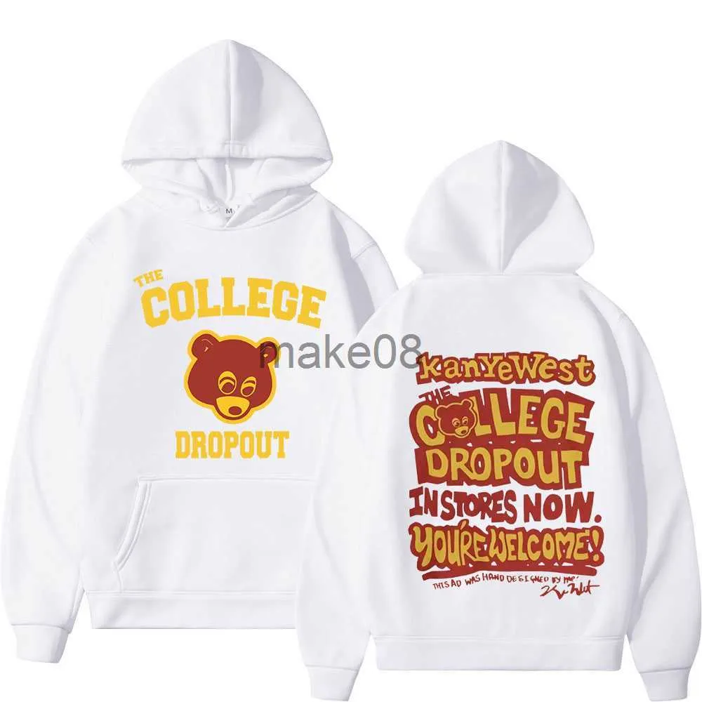 DHgate Mens Hoodies Sweatshirts Music Album College Dropout Double sided Print Hoodies Casual Hip Hop Streetwear Apparel