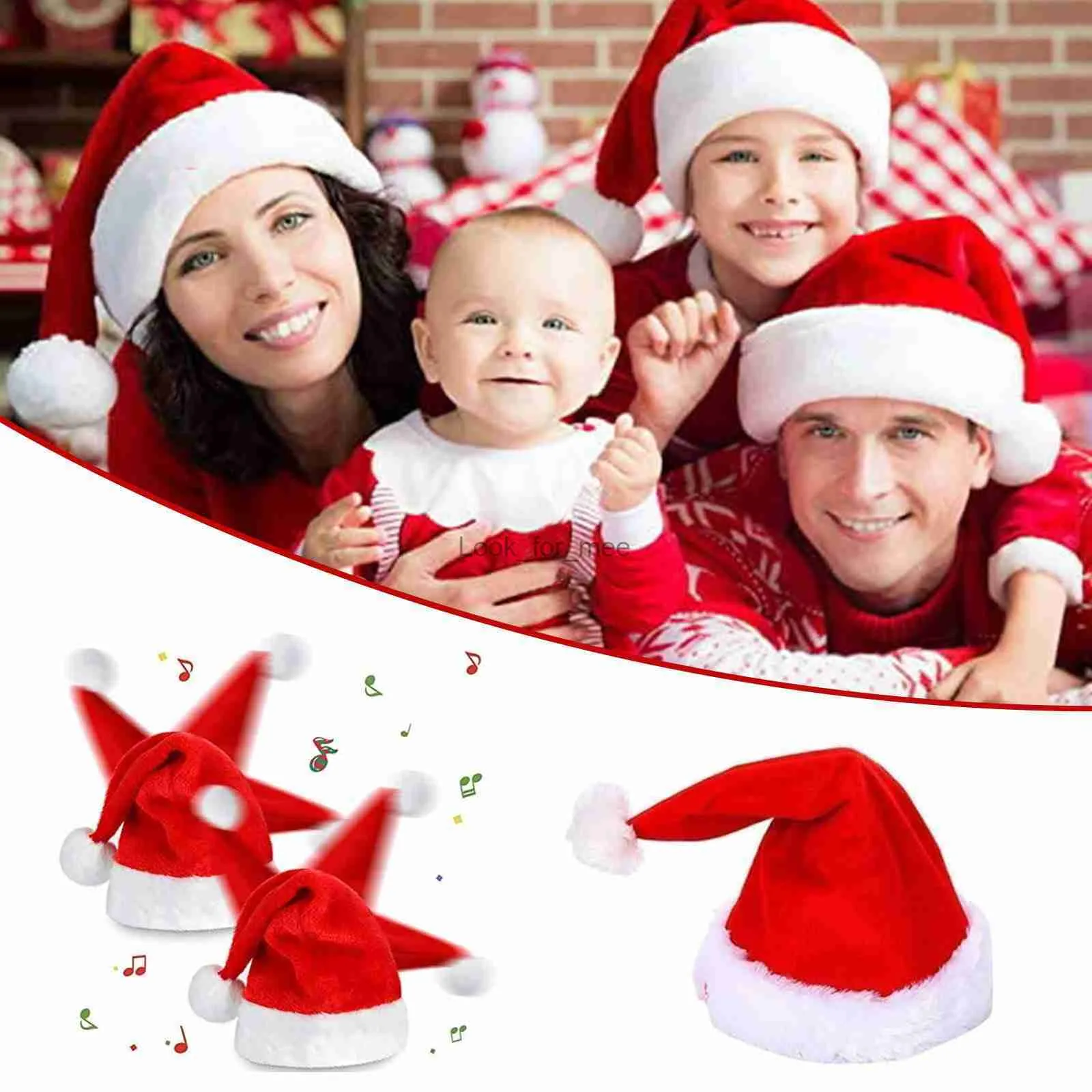Feliz Natal cantando dança movimentando o chapéu de Papai Noel Funny Hat Christmas Gift Fidros Ano Novo Hat de Decoração de Natal. HKD230823