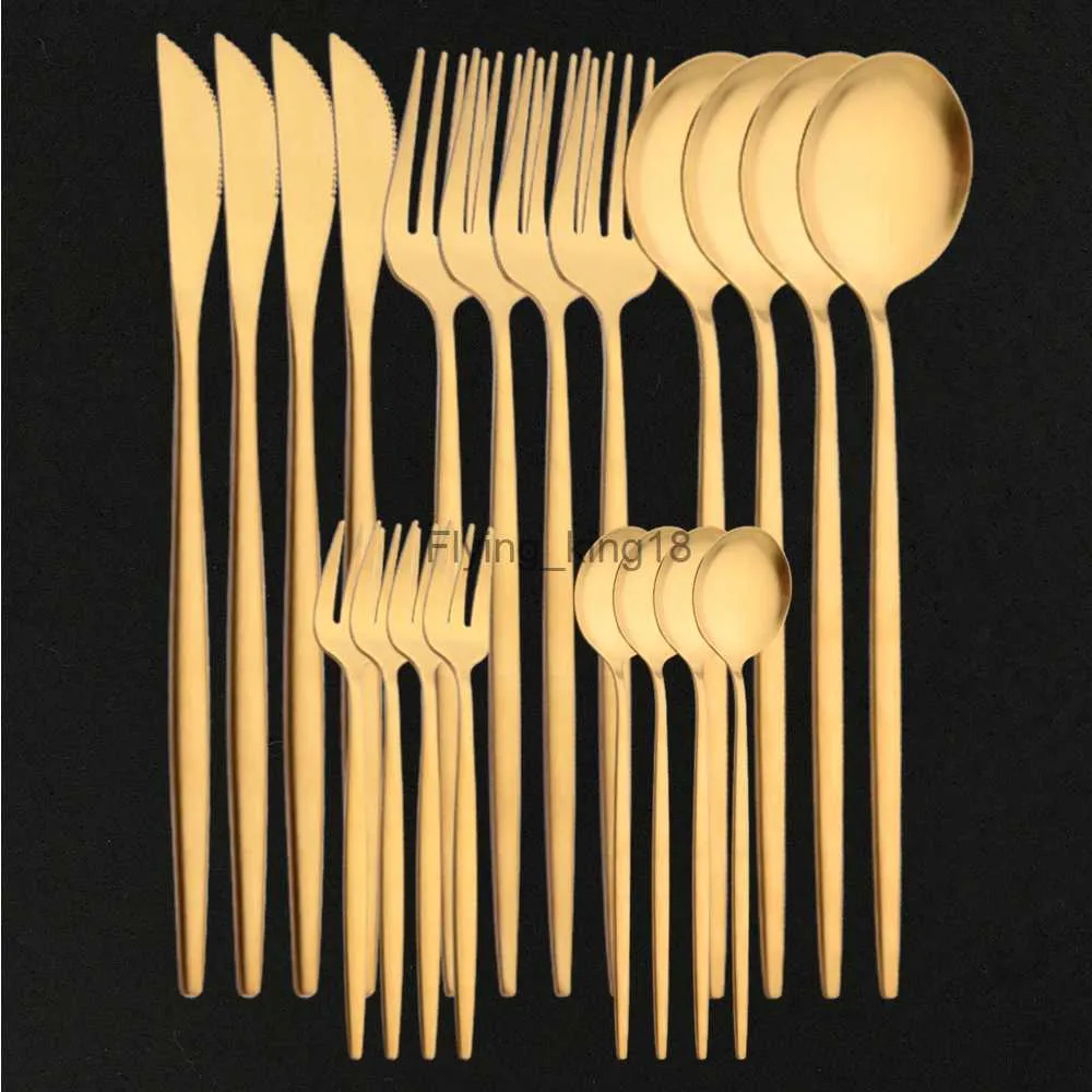 20pcs Gold Tablayware Set Edelstahl Silberwaren Obstgabel Messer Löffel Tischgeschirr Set für Party Hochzeitsfoton Besteck Castlery Set HKD230812