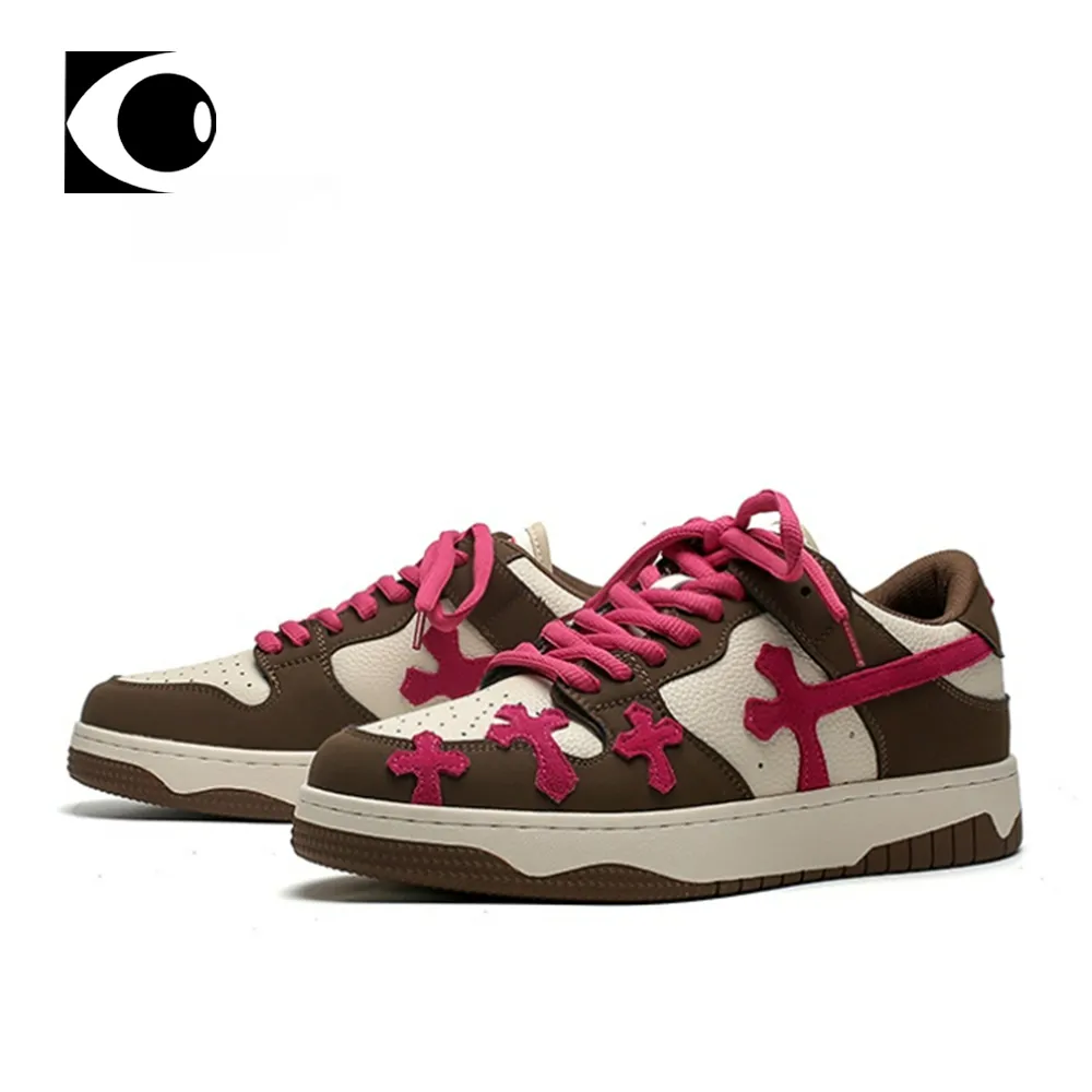 Height Increasing Shoes Mens Pink Cross Shoes Basic Sneakers