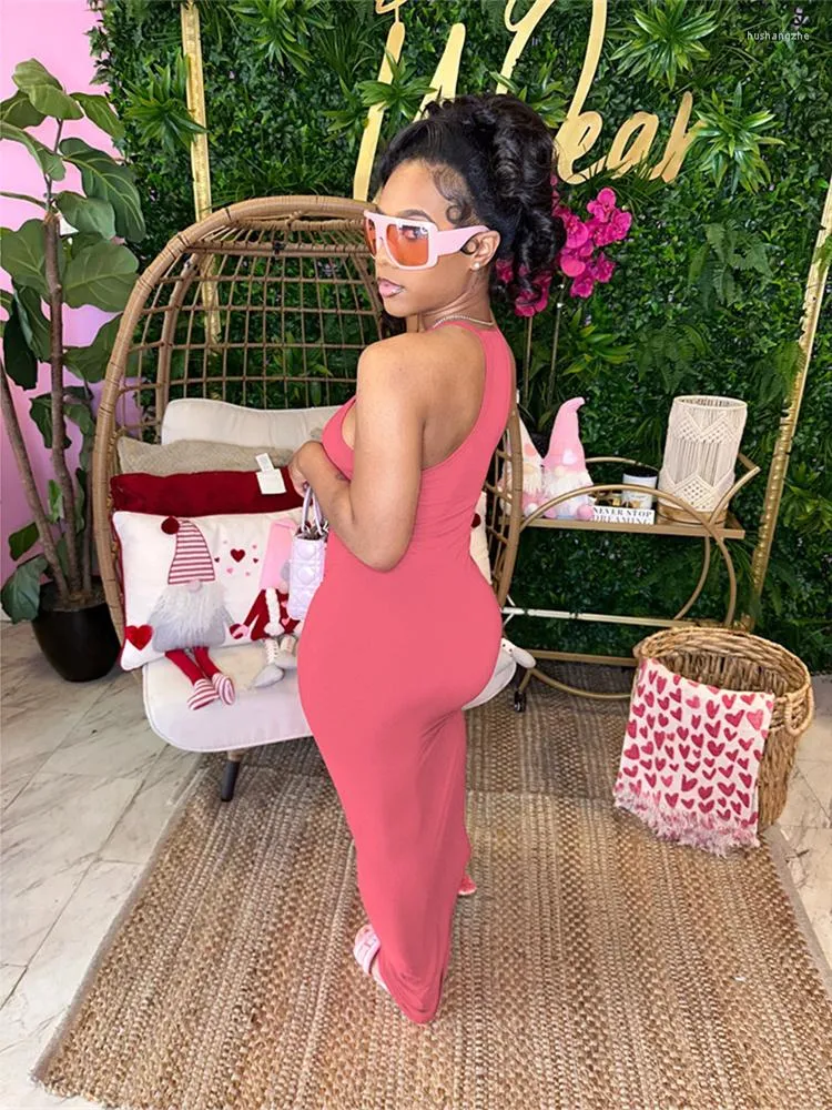 Summer Chic: Women's Sleeveless Bodycon maxi dress in Sexy White, Black, and Pink for Parties and Clubs
