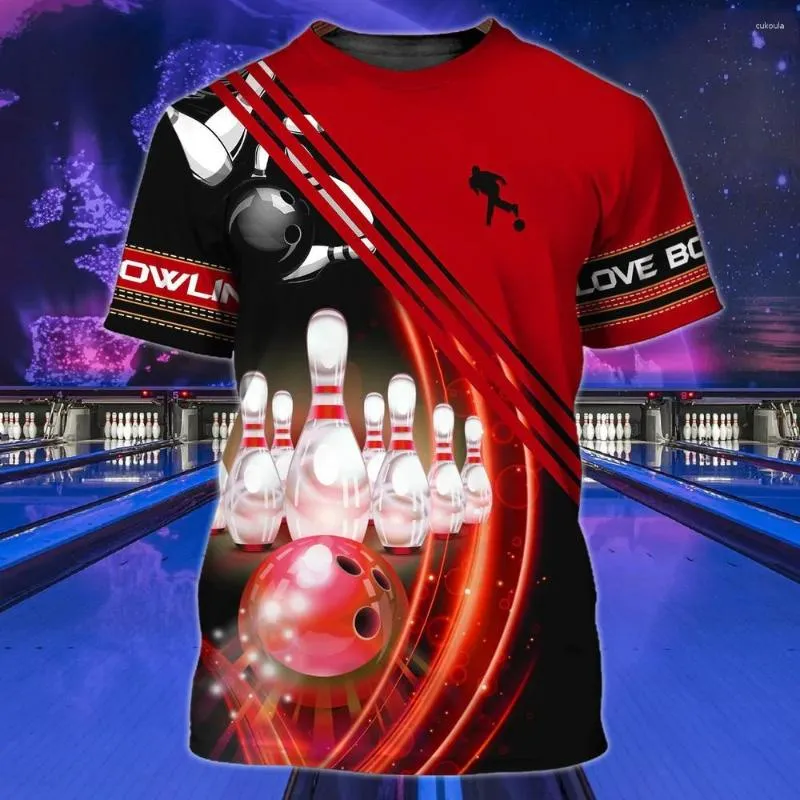 Herr t-skjortor sommar bowling t-shirts 3d tryck streetwear män kvinnor sport casual mode överdimensionerade skjorta barn tees topps tröja kläder