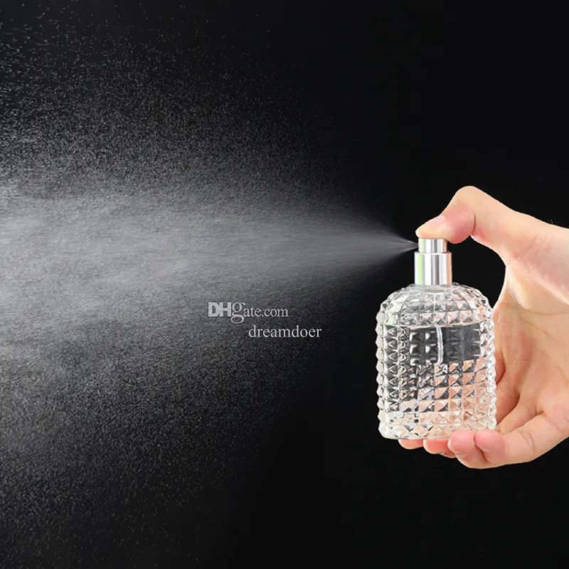 詰め替え可能なガラス香水ボトル30ml 50ml 100mlプレス香水ボトル空のスプレー香料エッセンシャルオイル