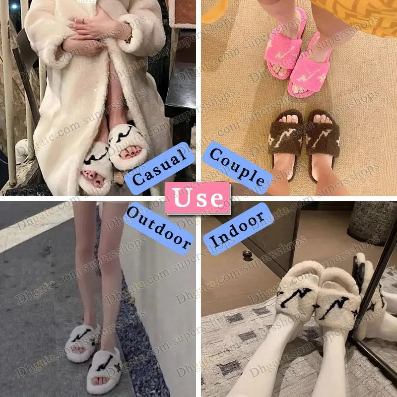 Designer Furry Fluffy Slippers Womens Ladies Luxury Sandals Fur Slipper Slides Winter Keep Wark Light Weight Platforms Flat Mule Sliders