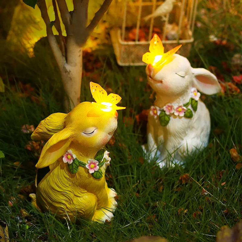 Décorations de jardin Creative Solar Rabbit Light Outdoor Balcon Décoration Cour Sculpture étanche 230822