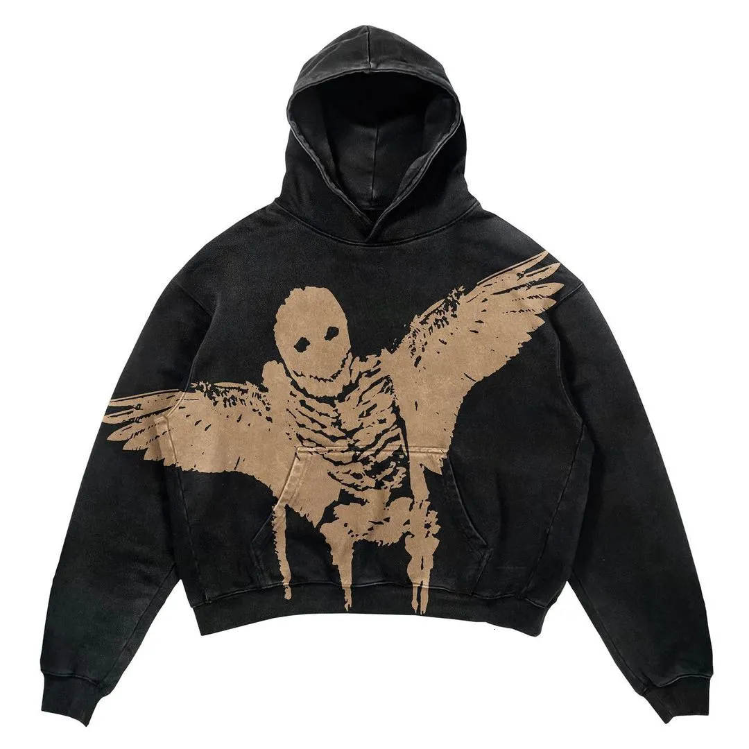 Men's Hoodies Sweatshirts Y2K Harajuku Cartoon Skull Head Printed Hooded Sweater for Men and Women Ins Street Hip Hop Loose Comfortable Hooded Pullover 230822