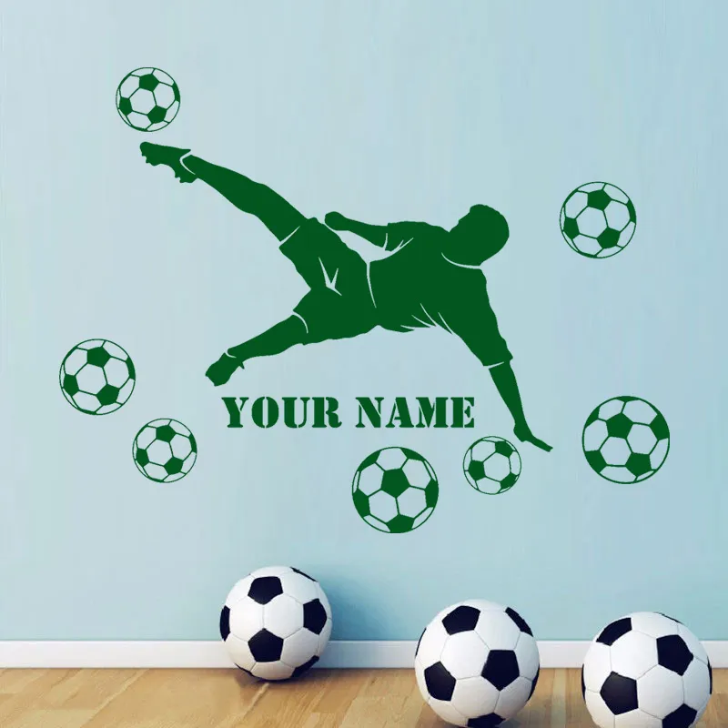 Pegatina De Vinilo Personalizable De Futbolista - Decoración Infantil Para Habitación, Nombre Y Número