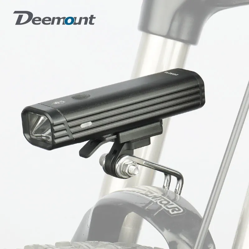 Lumières de vélo Deemount 2000mAH 400LM phare en aluminium éclairage avant de vélo USB Charge torche LED en option guidon fourche tige casque support 230823