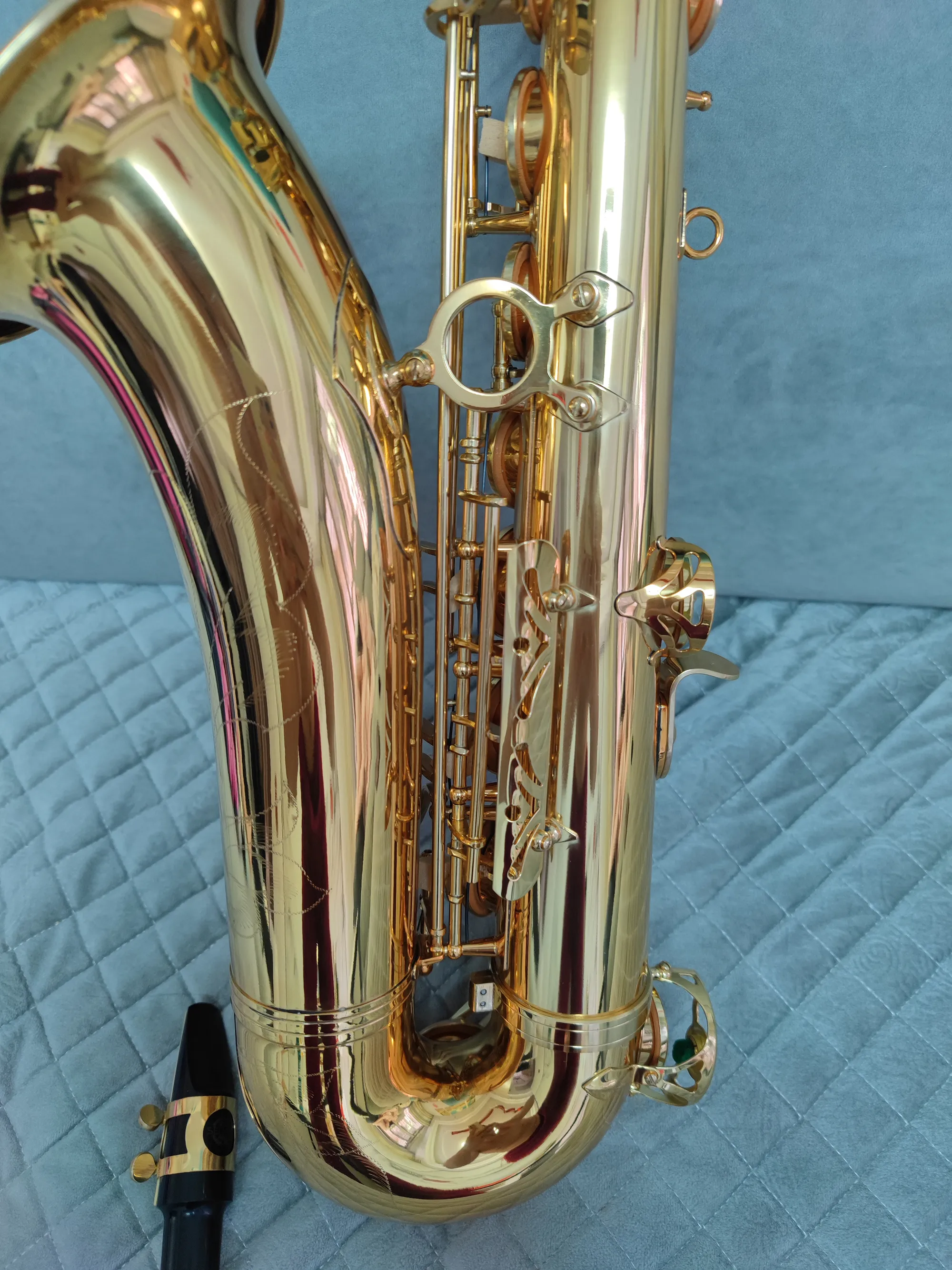 Klassisk original 803 Struktur BB Professional Tenor Saxofon Dubbel Rib-förstärkning Abalone Key Högkvalitativ ton Tenor Sax