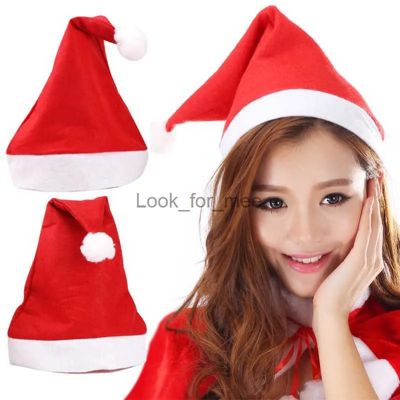 10pcs / lot Noël Noël chapeau doux enfant adulte santa claus court peluche noel joyeux noël décor cadeau bonne année 2023 hkd230823