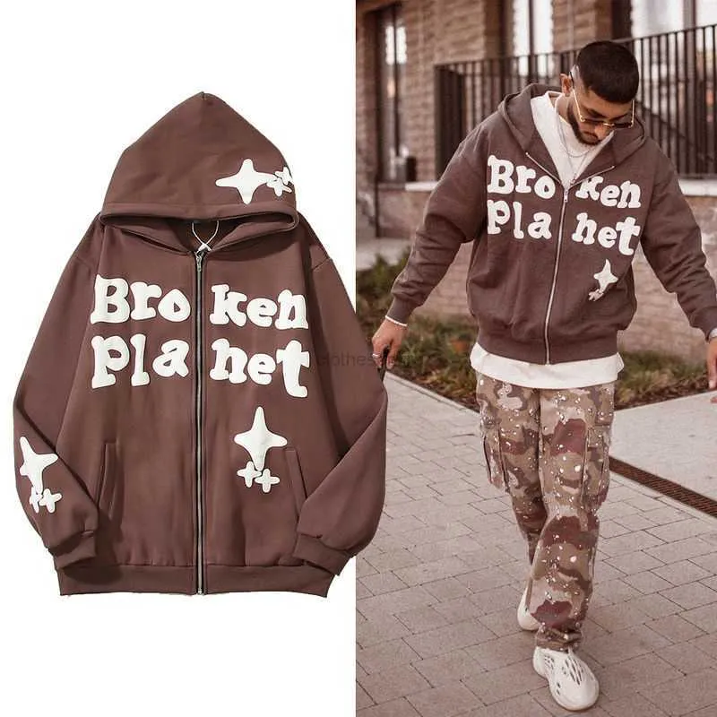 Designer Streetwear Hoodie Men's Women's Fashion Sweater, Casual Loose  Fit, Foam Letter Detail, Zip Cardigan Broken Moon Style