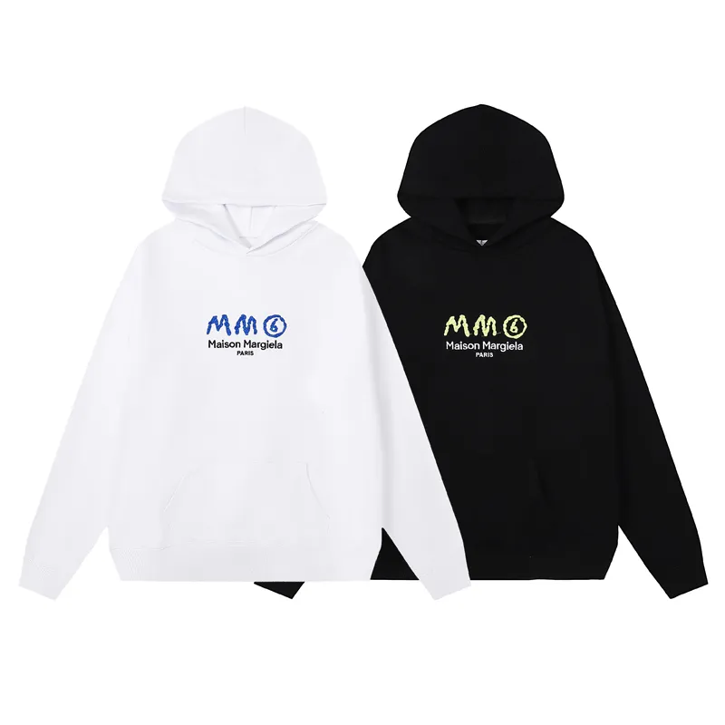 Heren Hoodies Sweatshirts Geelblauw Borduurwerk Paris MM6 Margiela Hoodie Men Men Dames Kwaliteit Black Wit Oversized vierpunts Stit 230822