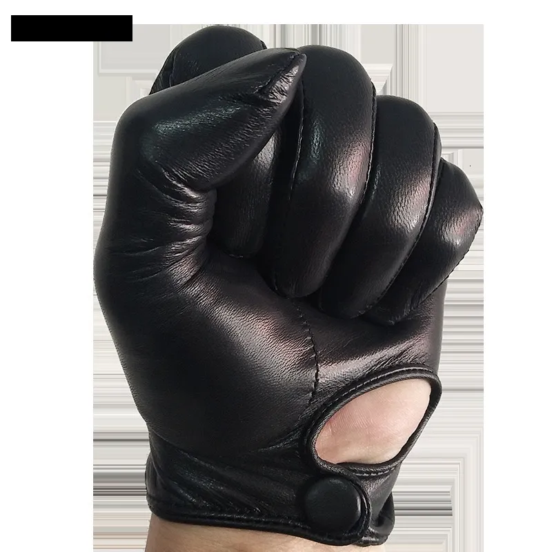 Gants de conduite en cuir de mouton marron sans doigts