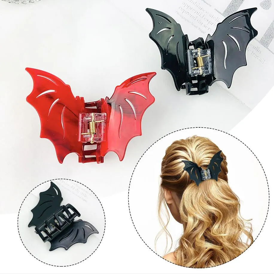 Pince à cheveux classique en forme de chauve-souris pour Halloween, griffe creuse antidérapante, pince à cheveux pour fille, épingles à cheveux à la mode, accessoires pour cheveux pour femmes, coiffure amusante