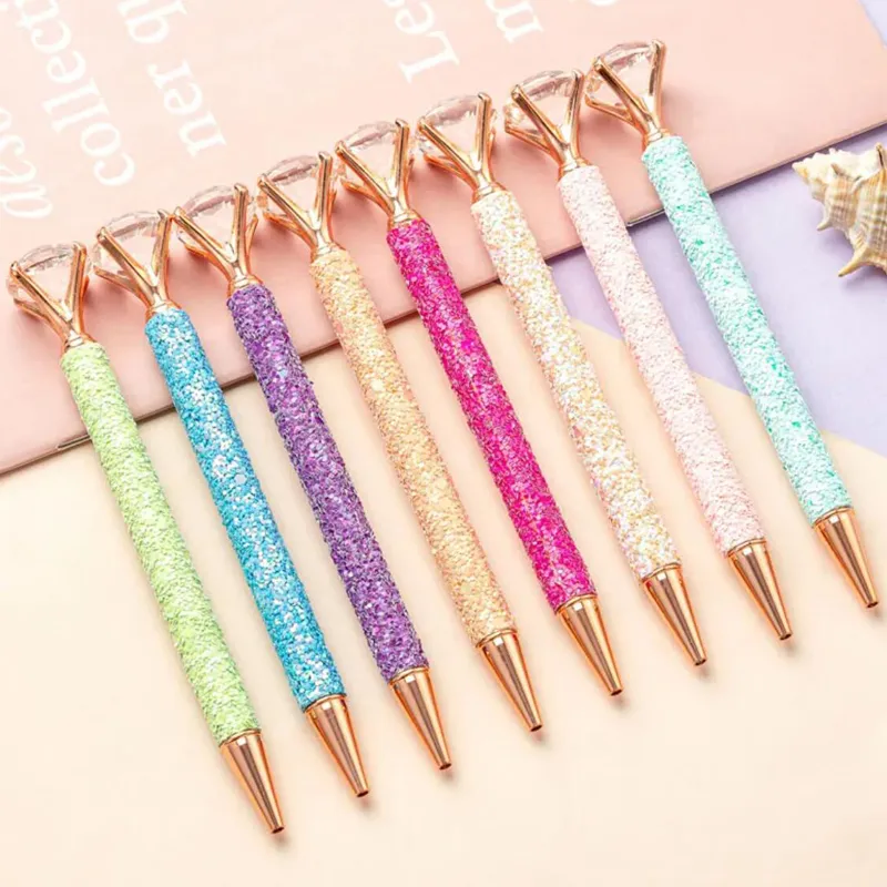 Sequin Metal Ballpoints Diamond Crystal Ballpoint Pen Студент Писание Ballpoint Office Business Festival Festival Festival Pired TH1088