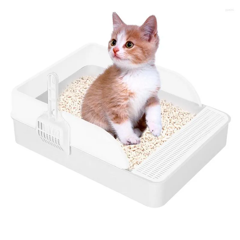 Kattendragers toilet kattenbak semi-ingesloten zeefvorming met hoge kanten afneembare ondiepe reislade voor