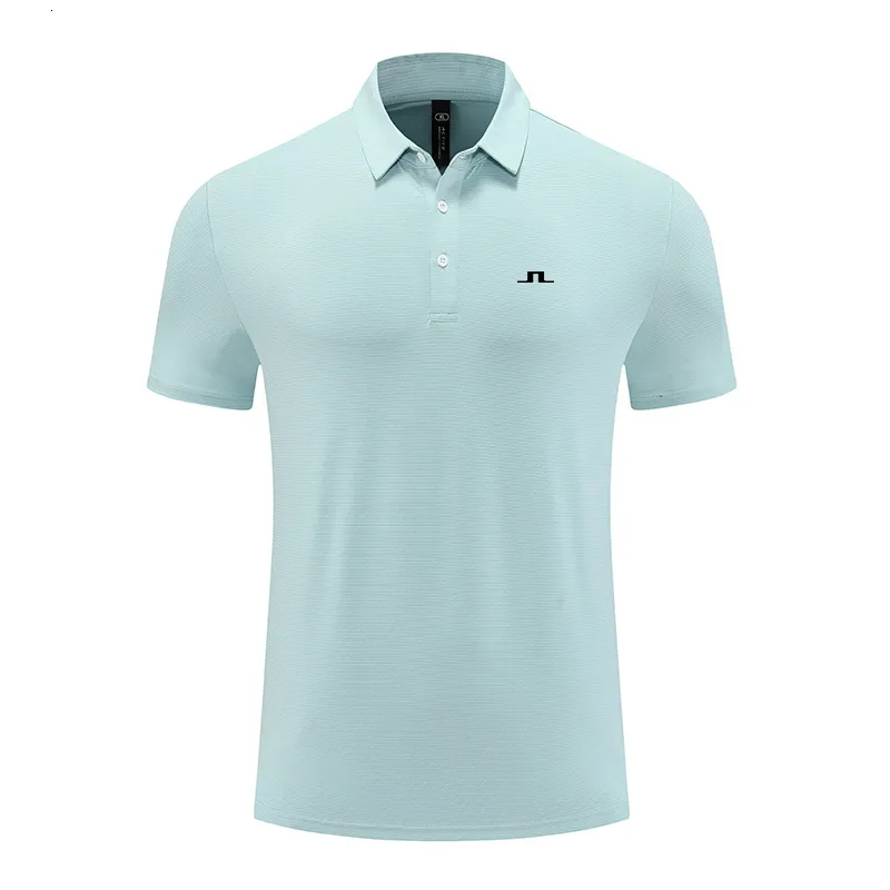 Polos pour hommes J Lindeberg Summer Casual T-shirts Hommes Polos à manches courtes Bouton Chemises de travail Quick Dry Tee Sports Pêche Golf Pull 230823