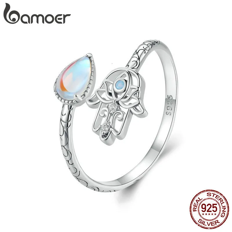 Anelli per matrimoni 925 Sterling Silver Lucky Hand Angelfy Pattern Hamsa Shiny Zircone for Women Girls Original Design Giochi raffinati 230822