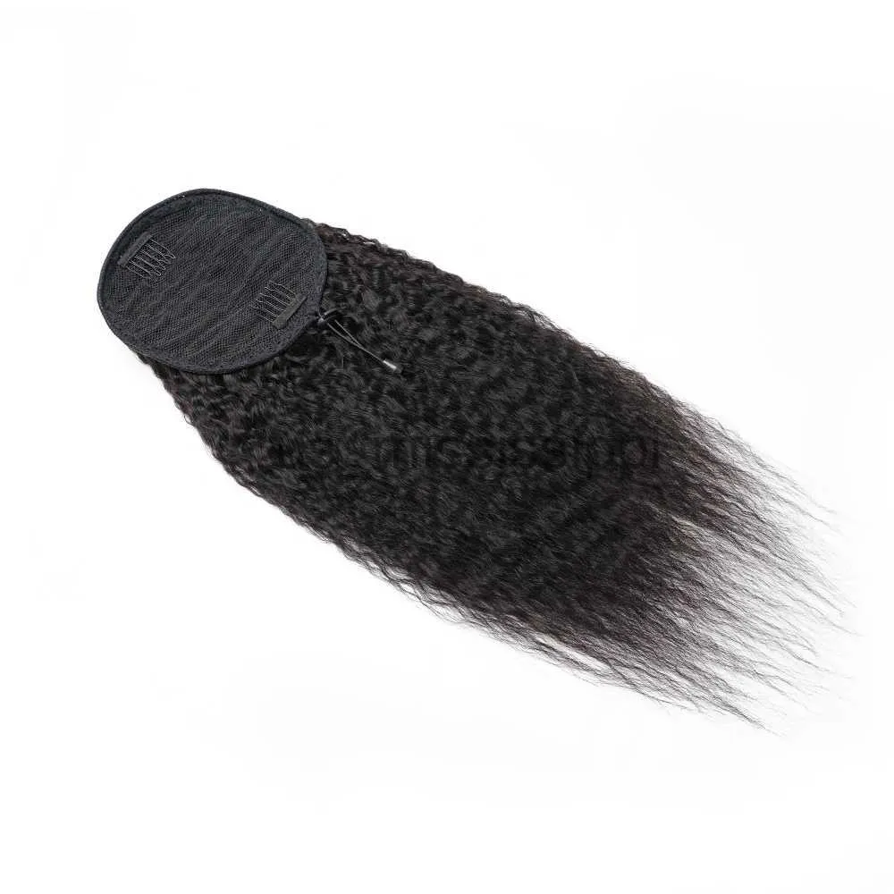 Parrucche sintetiche coda di cavallo cotta piena di capelli dritti per capelli umani Clip coda di cavallo tra i capelli indiani per donna nera x0823