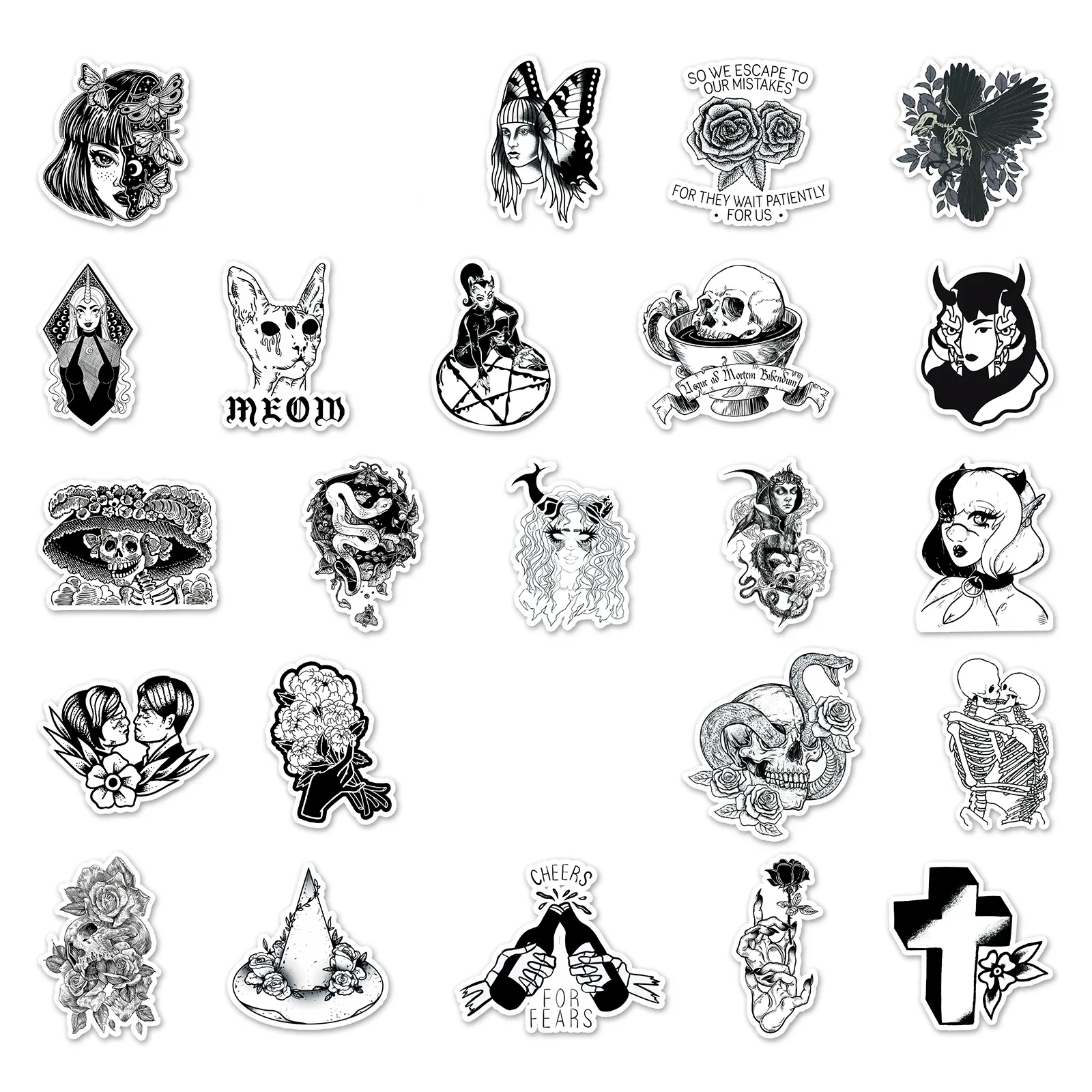 Wholesale 50 Dark Style Waterproof Goth Cute Stickers For Journal For DIY,  Water Cups, Skateboards, And Phones From Jiangzhuyang, $2.1