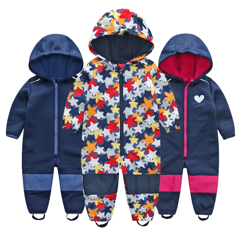 Rompers Childrens Ski Suits Soft Shell Childrens Jumpsuits Boys and Girls Warm Waterdichte winddichte dunne sectie 230822