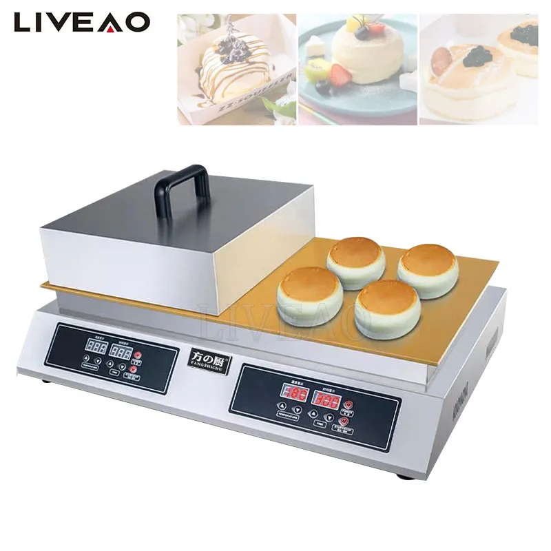 Máquina comercial de doble cabeza para muffins y soufflé Dorayaki, merienda Digital de cobre puro, 220V, 2600W