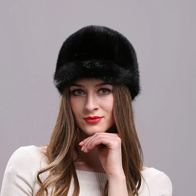 Ball Cap's Mink Fur Hats Warm Winter Baseball Caps Fashion Ladies Russian Usaka Real Cap Cool Beanie 230822