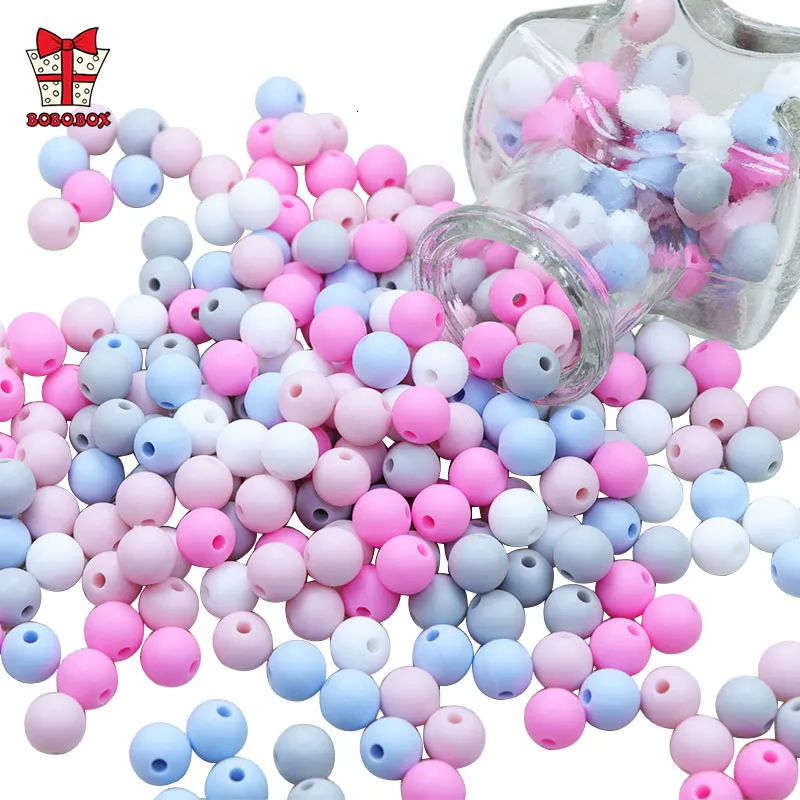Teethers Toys BOBOBOX 50Pcs Round Silicone Beads 9mm Perle Teething For Jewelry Making Baby Products DIY Kralen 230822