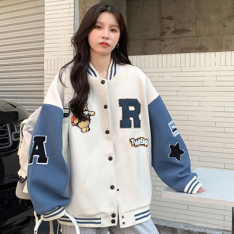 Jackets femininas Retro costura de letras bordadas uniforme de beisebol outono e inverno estilo coreano sole allmatch casaco feminino moda ins 230822