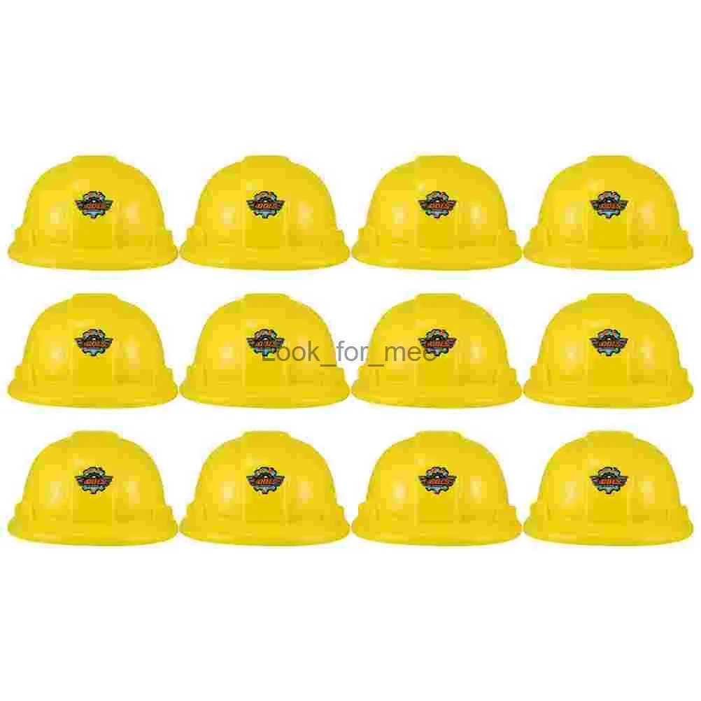 12 PCS Tool Hat Kids Plastic Plaything Construction Hard Hat Party Supplies speelgoed speelgoed Duurzaam werknemers Engineering Voertuig HKD230823