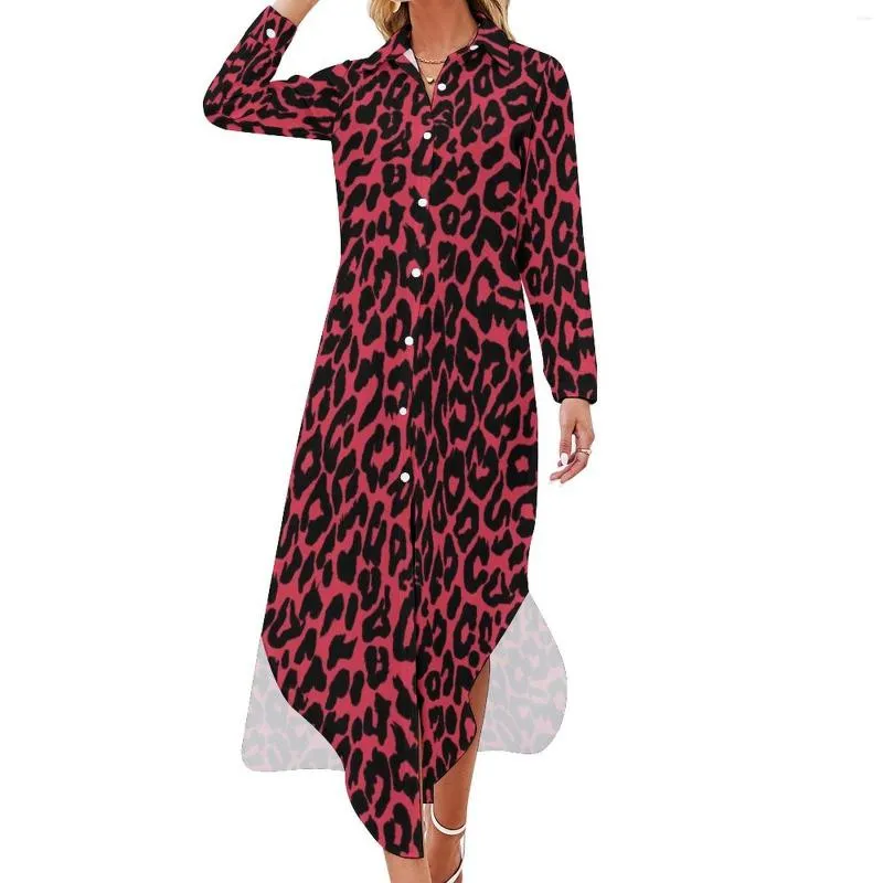 Casual Dresses Purple Leopard Chiffon Dress Animal Print Kawaii Korean Fashion Women Sexig Designkläder Big Size 4XL 5XL
