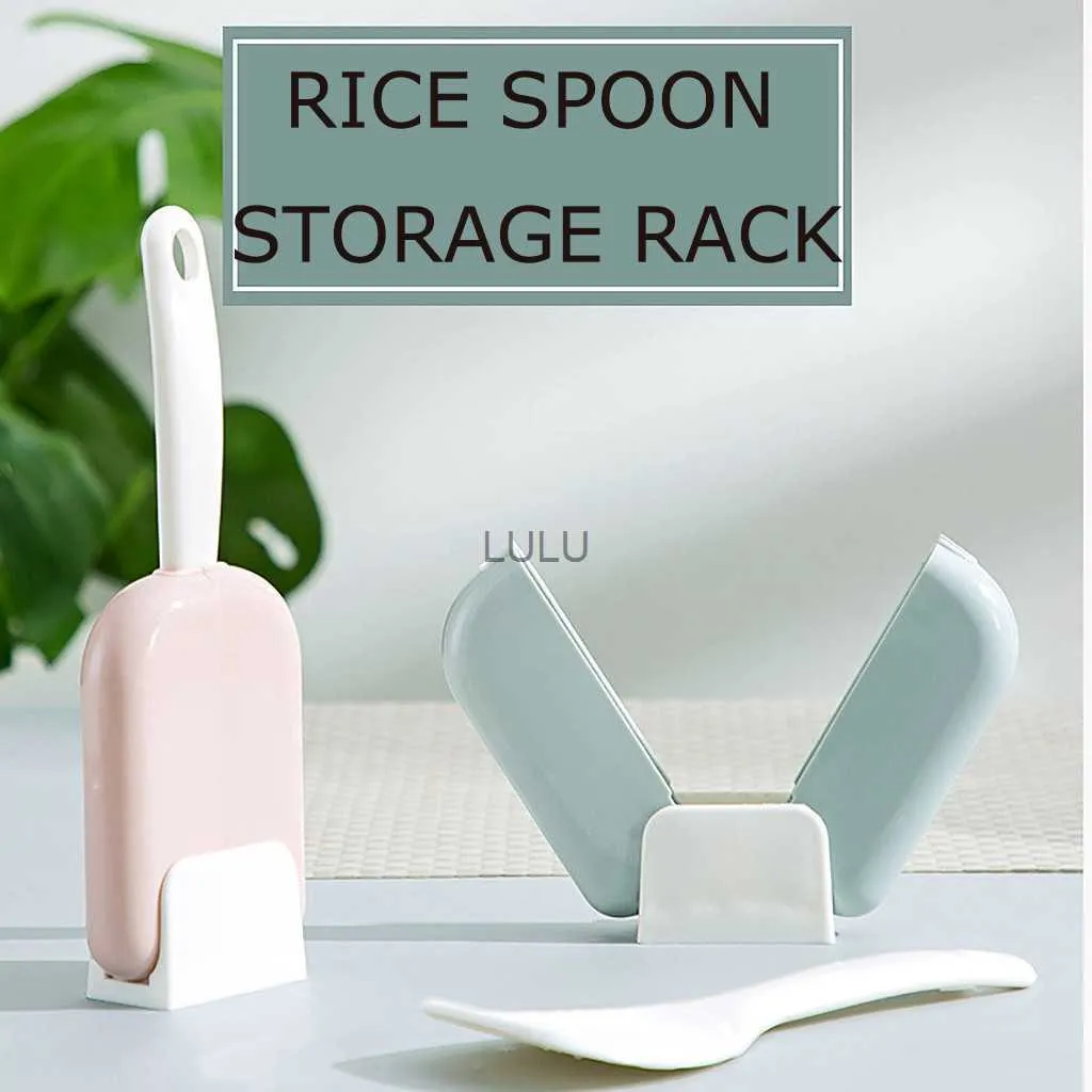 Stand-up Rice Spoon Kitchen Tool Automatisk öppning och stängande dammskydd Hängande rissked Tabelleriserar Riskokare HKD230810