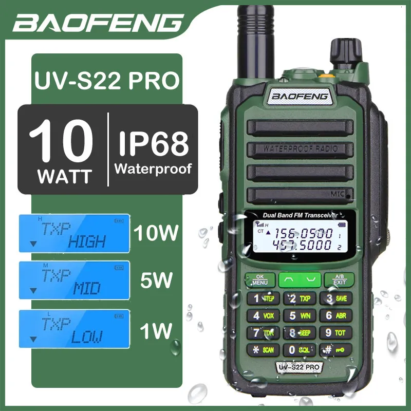 Talkie-walkie 2023 Baofeng UV S22 Pro Étanche IP68 Type C Chargeur Puissant UHF VHF Longue Portée Ham CB Radio Mise à niveau UV 9R Plus 230823