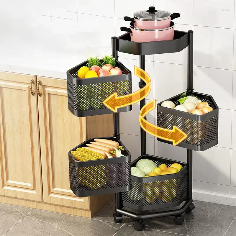 Étagère rotative à 360 degrés à roulette, panier de rangement  multifonctionnel pour légumes et fruits Original - ViteServi