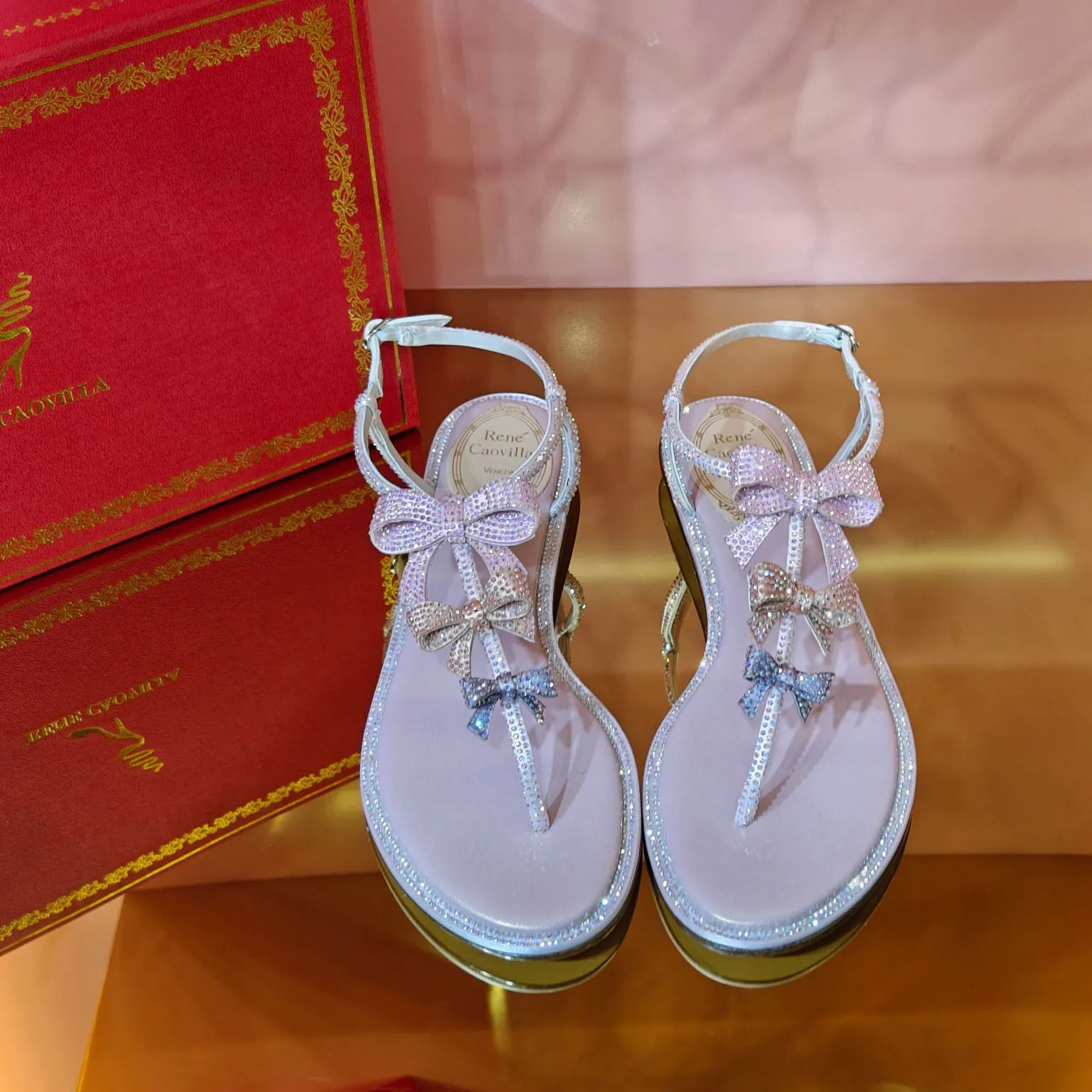 Hotel Kalinga Rhinestone Bow Sandals Sparkling Rhinestone Sandals