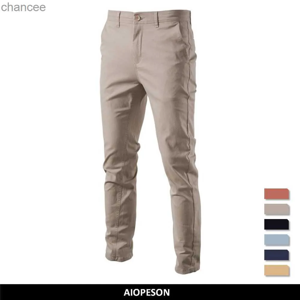 Aiopeson Casual Cotton Men byxor Solid Color Slim Fit Men's Pants New Spring Autumn High Quality Classic Business Pants Menlf20230824.
