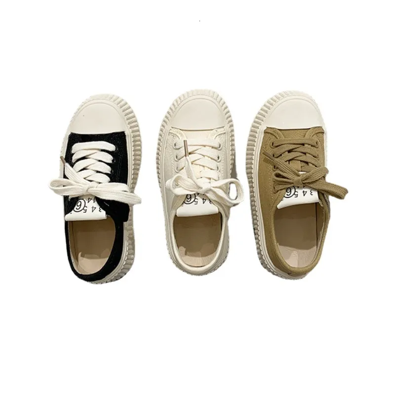 Sneakers Casual Kid Synthetisch leer Ronde Toe Hook Loop Solid Color Canvas Shoes Spring Boys Girls Beknopte Flats 230823