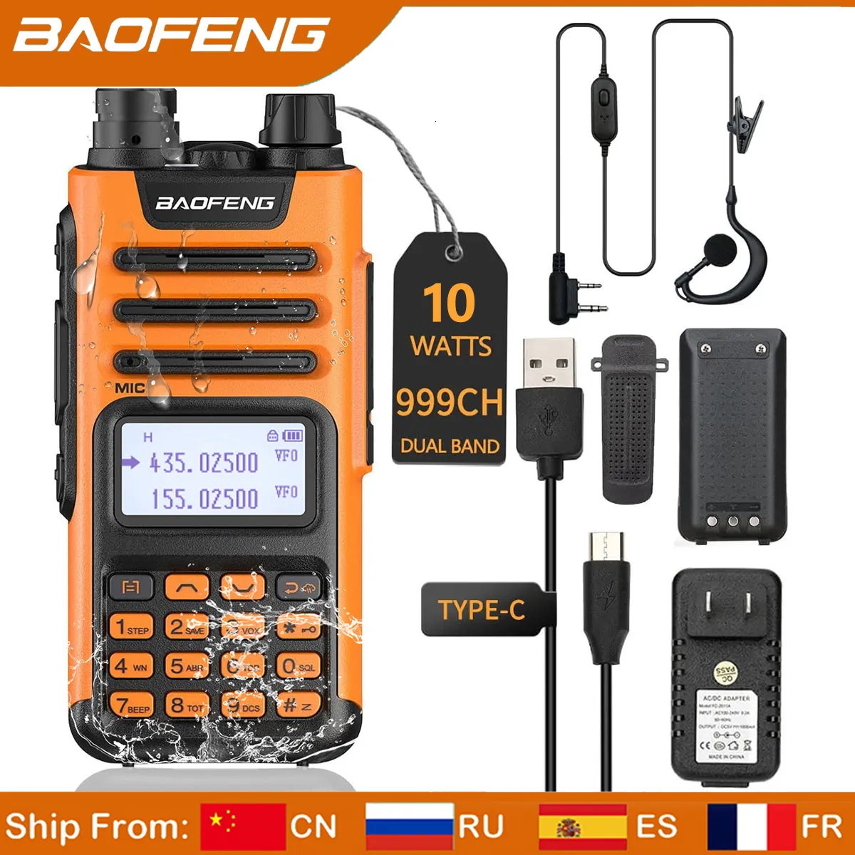 Walkie Talkie Baofeng UV 13 V2 Banda dupla 999 canais tipo C 16km de longo alcance S22 UV 5R HAM CB de duas maneiras Radio 230823