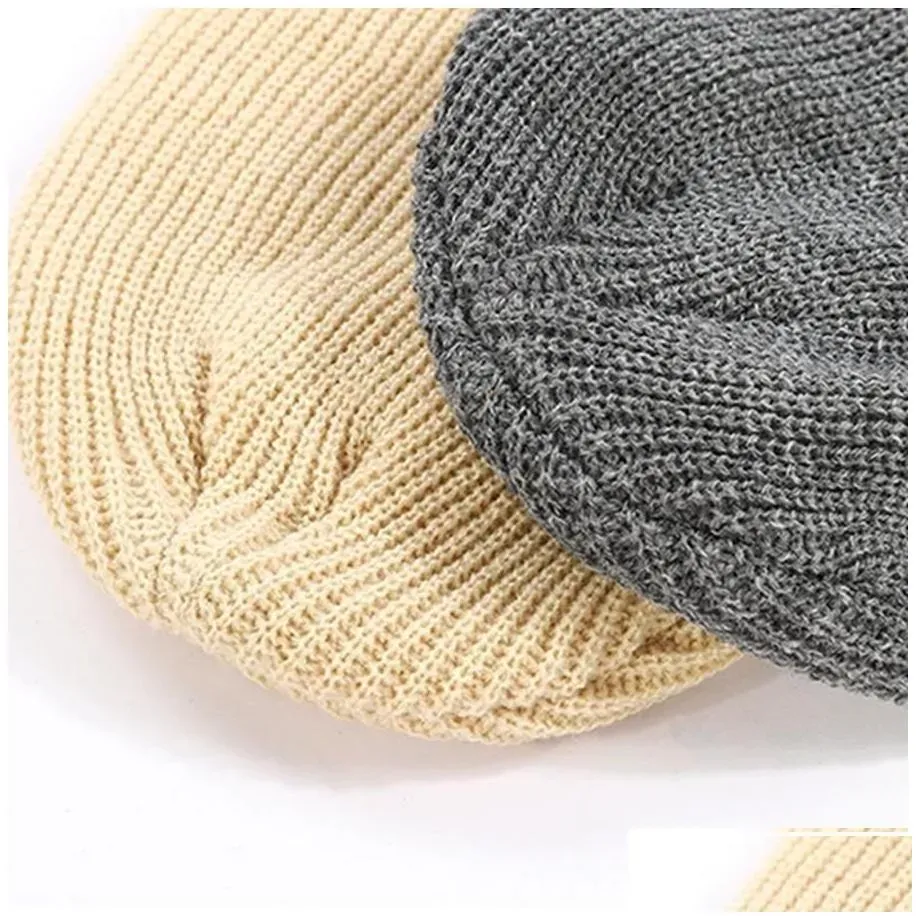 party hats wholesale candy color beanie hat winter knitted woolen warm outdoor sports elastic decor slouchy caps dh0509 t03 drop del