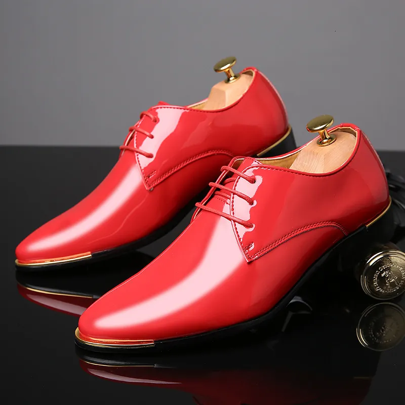 Chaussures habillées chaussures formelles hommes classiques chaussures de mariage en cuir verni hommes bureau coiffeur moda Italiana hommes chaussures habillées en cuir erkek ay 657 230824