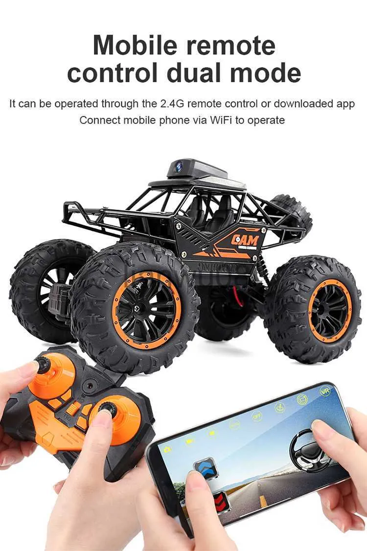 Elektrik/RC Araba Radyo Kontrollü Araba Uygulaması Uzaktan Kumanda Araba WiFi Kamera HD RC 2WD Buggy SUV 118 RC Arabalar Elektrikli Araba Oyuncaklar Erkek Tırmanma Araba X0824