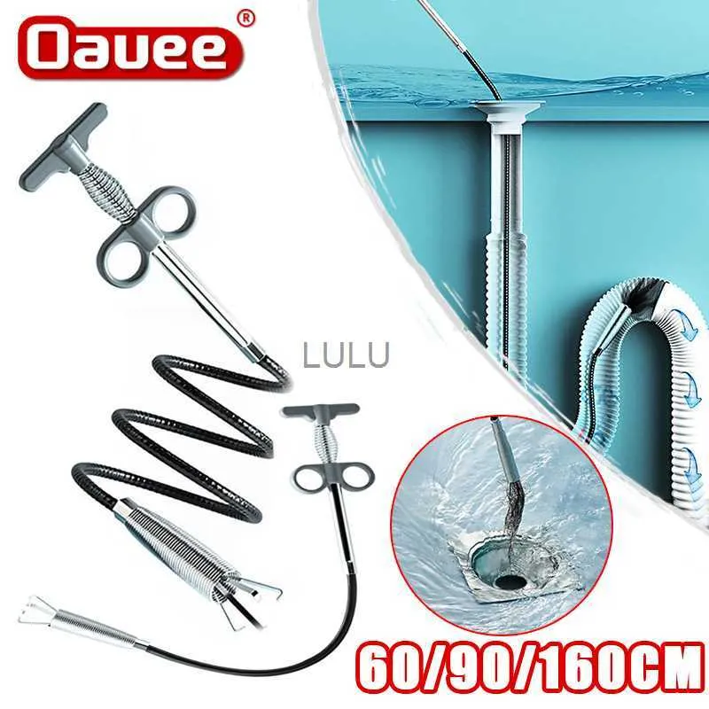 60/90/160 cm Desbloqueador de tuberías de alcantarillado Serpiente Tubería de resorte Dragado Fregadero Limpieza Removedor de obstrucciones para el cabello Cocina Baño Herramienta de limpieza Accesorios HKD230810