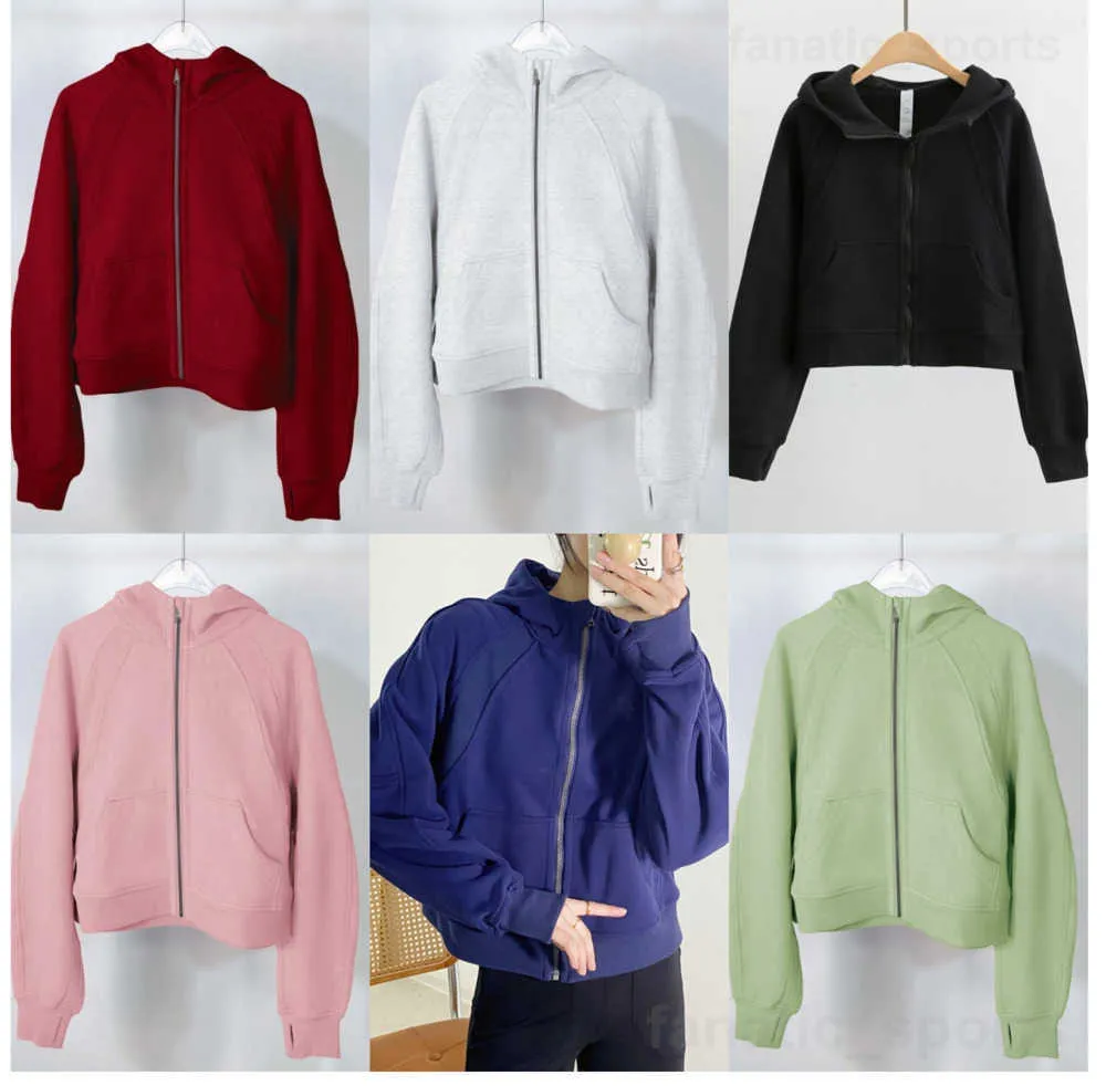 Align Scuba Yoga Lady Jogging Manteau à capuche en vrac solide Zip Up Sports à capuche à manches longues Femme Pull Sweatshirts parfaitement surdimensionnés Sweats à capuche d'entraînement en coton