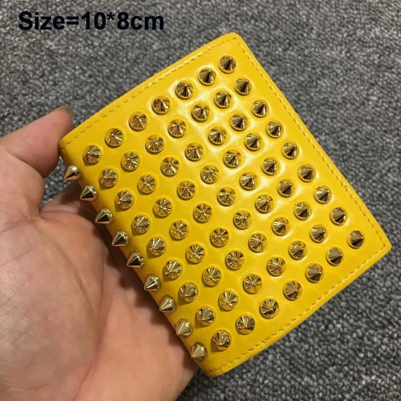 Designer wallets Panelled Spiked Clutch Women Patent Leather Mixed Color Rivets bag Clutches Lady Long Short Purses Spikes Mixed Rivets Men bags
