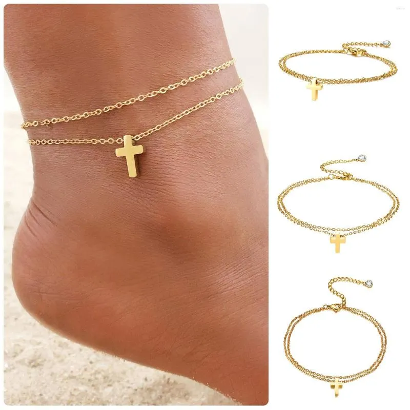 Bracelets de cheville mode décoration de pied doré vent de plage européen et américain petit beau bracelet de cheville en or pour les femmes