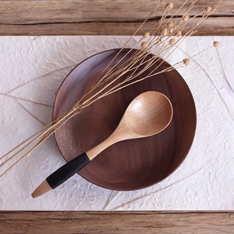 Cuchara de Ramen de estilo japonés, juego de vajilla de madera con mango  largo grande para