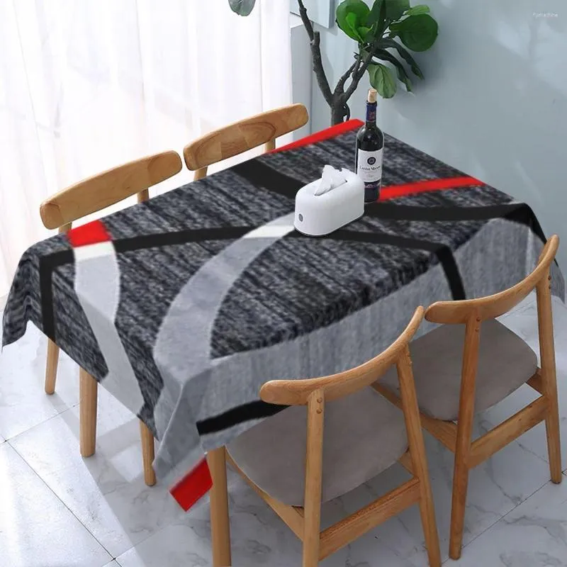 Tischtuch moderne abstrakte graue rote Wirbel Tischdecke rechteckig angepasstes wasserdichtes geometrisches Musterabdeckung für Party