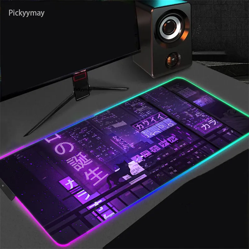 XXL RGB Gaming Mouse Pad - Anime Moon Landscape Desk Mat 900x400mm ...