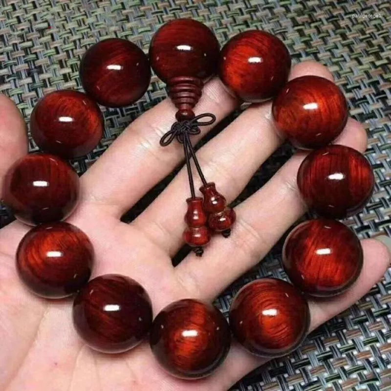 Strand Natural High Density Rosewood Old Bracelet Small Leaf Buddhist Beads Play Rosary